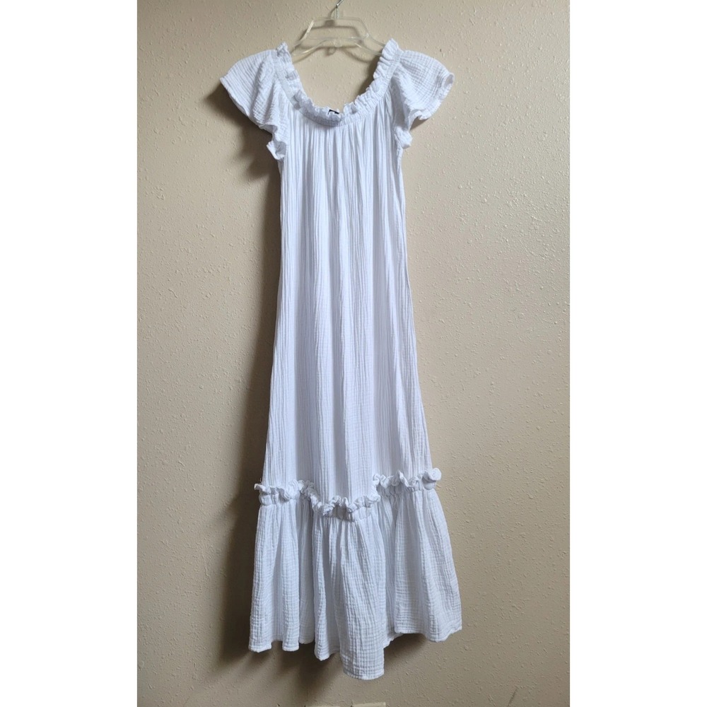 Chelsea & Theodore Women's Ruffle Maxi Dress‎ White Size S